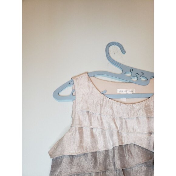 London Times Dress Women 4 Silver Black Ruffled Sheath Sleeveless Knee Length - Picture 4 of 6